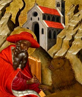Pittore veneto bizantino. San Girolamo e il leone