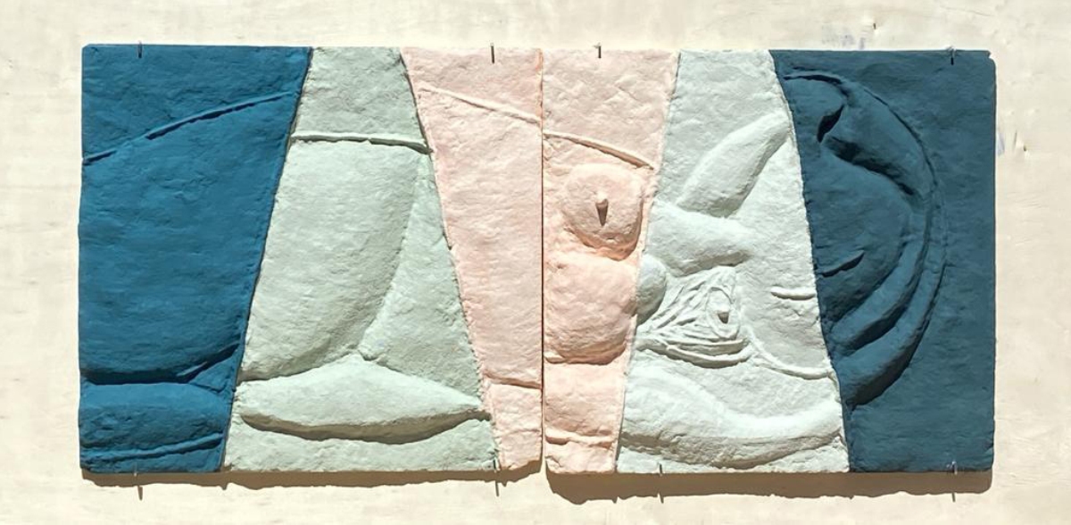 Sand casting, gesso, pigmenti, cm 120x60 GUERRERA_SPEZZATA. Sand casting, gesso, pigmenti, cm 120x60